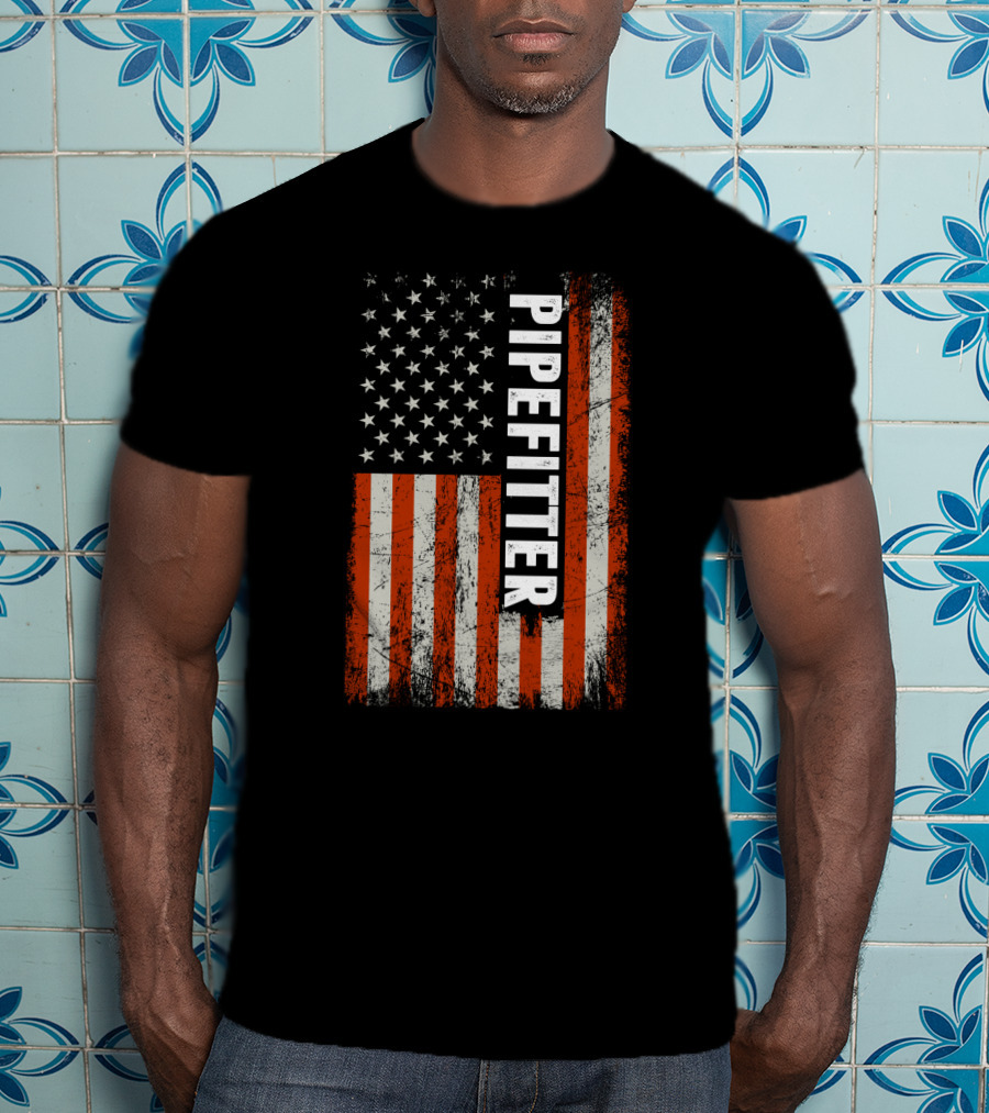 American Flag Pipefitter Patriotic T-Shirt