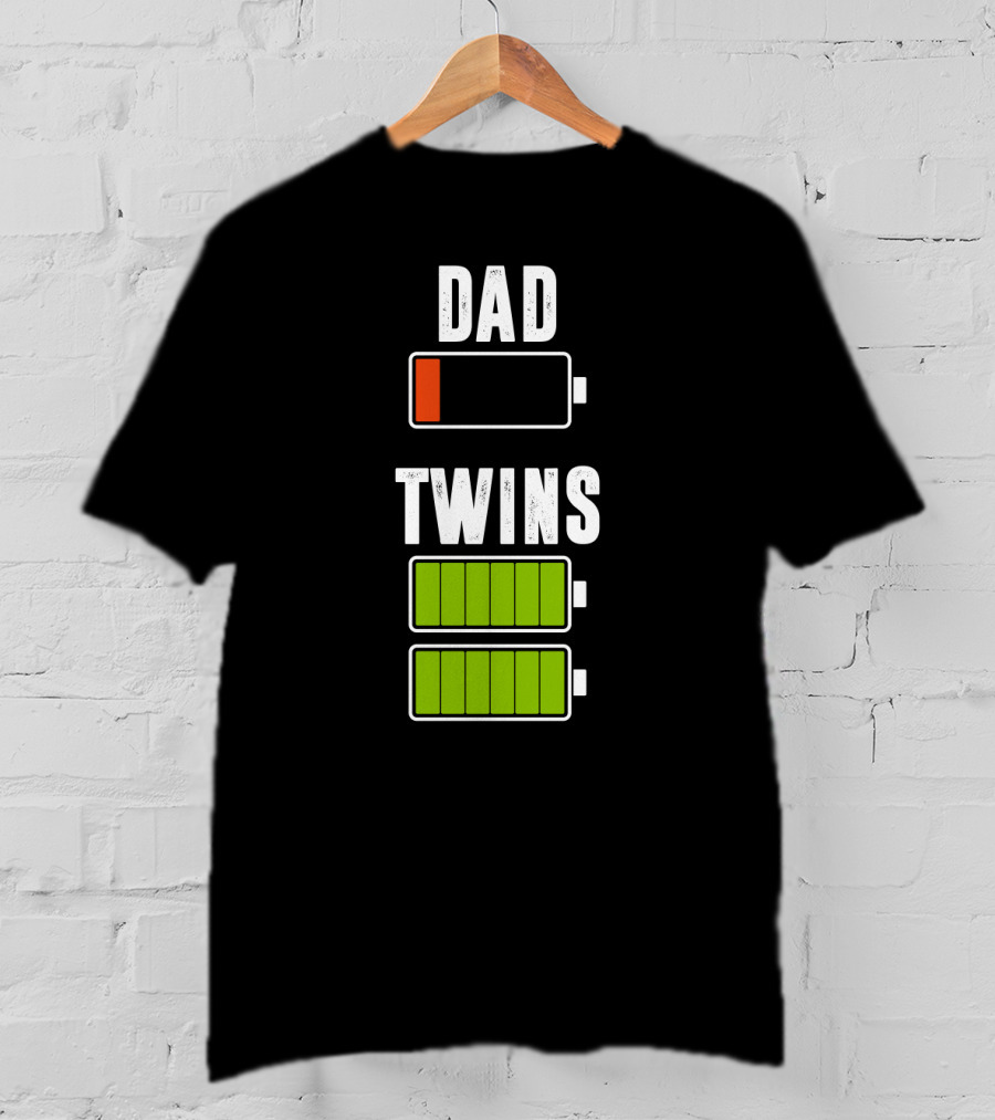 Dad Twins Low High Battery Charged T-Shirt