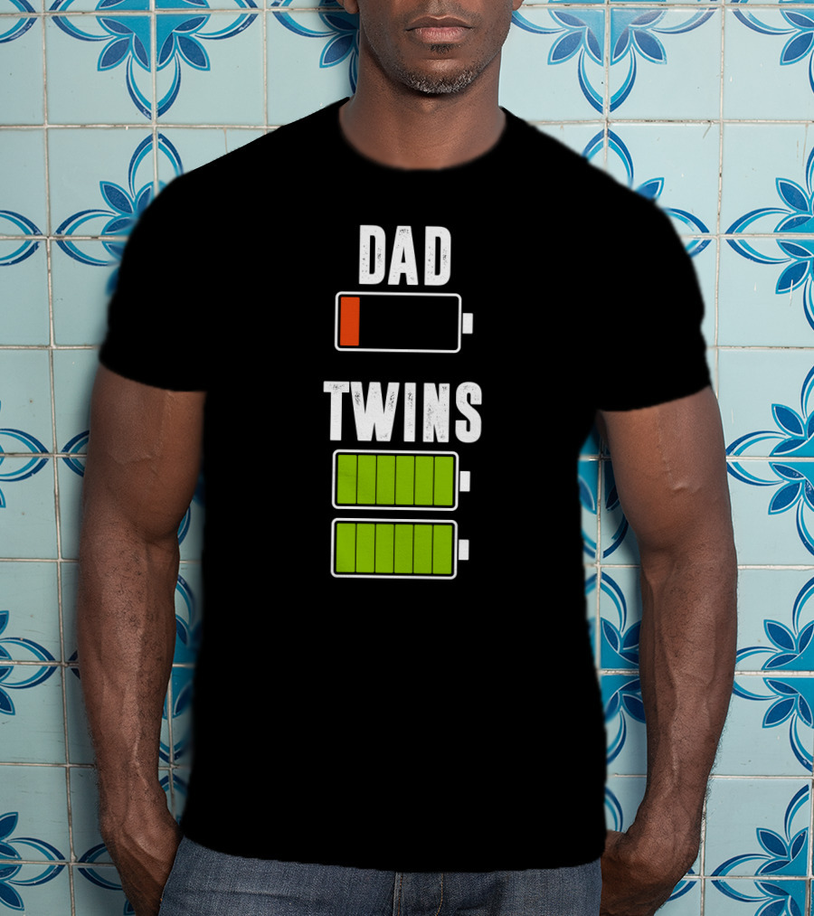 Dad Twins Low High Battery Charged T-Shirt