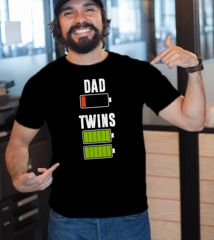 Dad Twins Low High Battery Charged T-Shirt