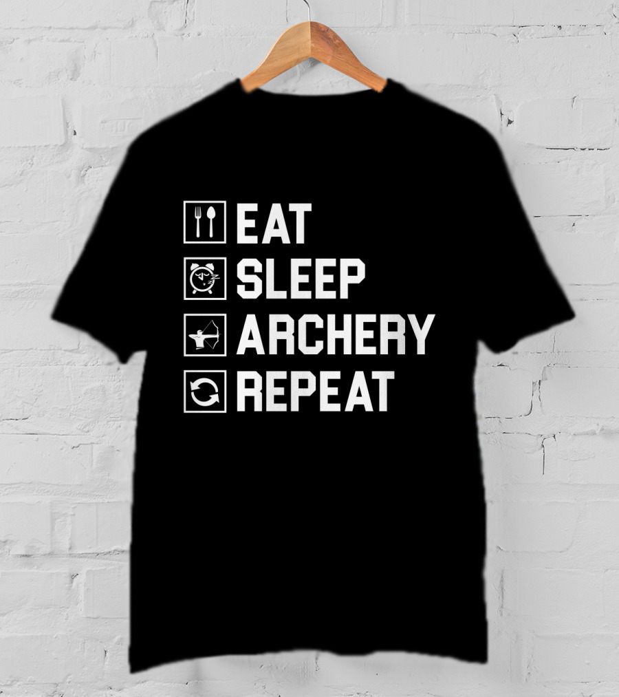 Eat Sleep Archery Repeat Iconic Routine Symbols T-Shirt