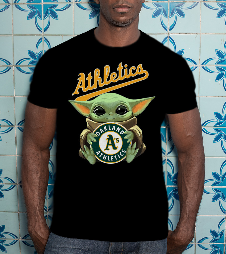 Oakland Athletics Baby Yoda Hugging A's Baseball T-Shirt