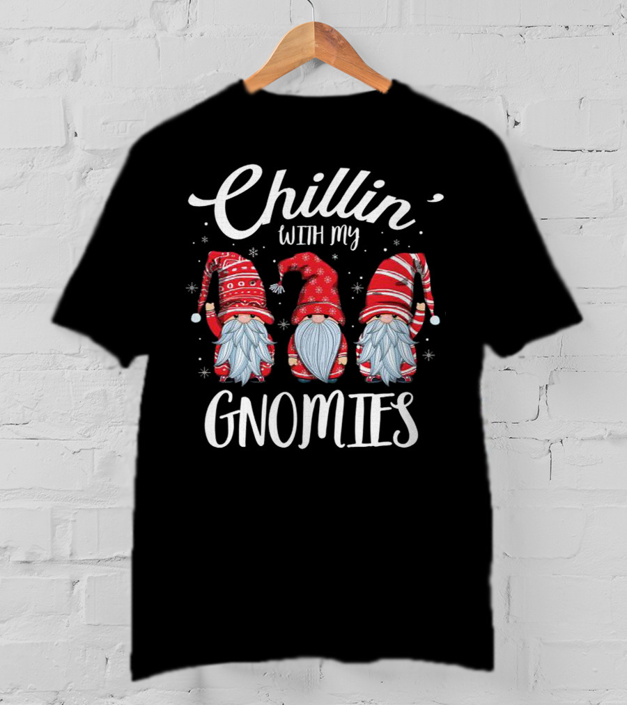 Chillin With My Gnomies With Red Hats And Beards Snowflake T-Shirt