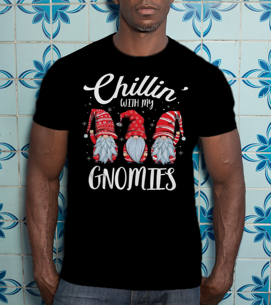 Chillin With My Gnomies With Red Hats And Beards Snowflake T-Shirt