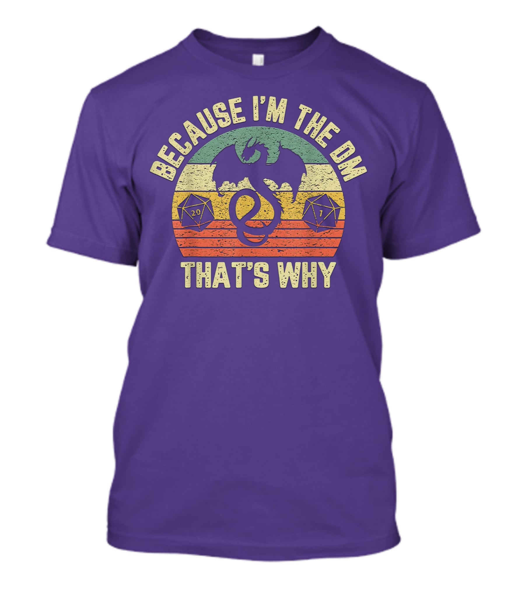 Because I'm The DM That's Why Retro Dungeon RPG Dice Dragon T-Shirt