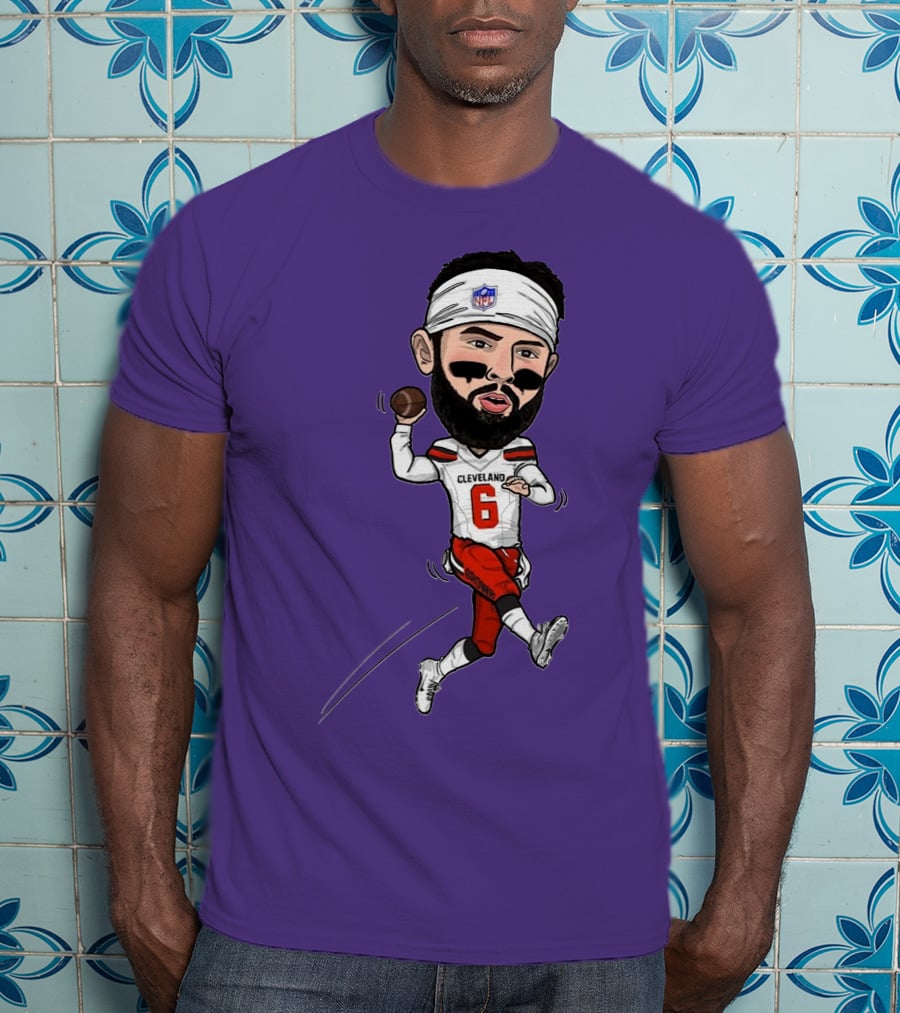 Baker Mayfield Cleveland Browns Football Cartoon Player Number 6 T-Shirt
