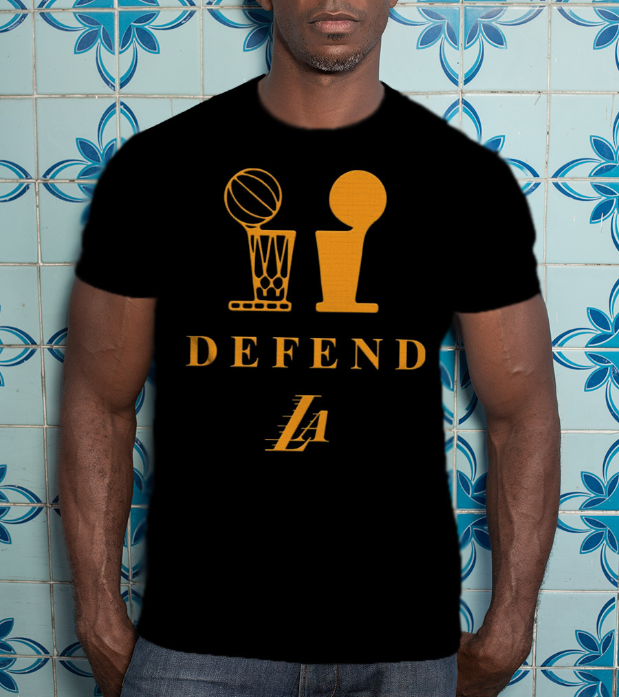 Lebron Lakers LA Defend Trophy Basketball T-Shirt