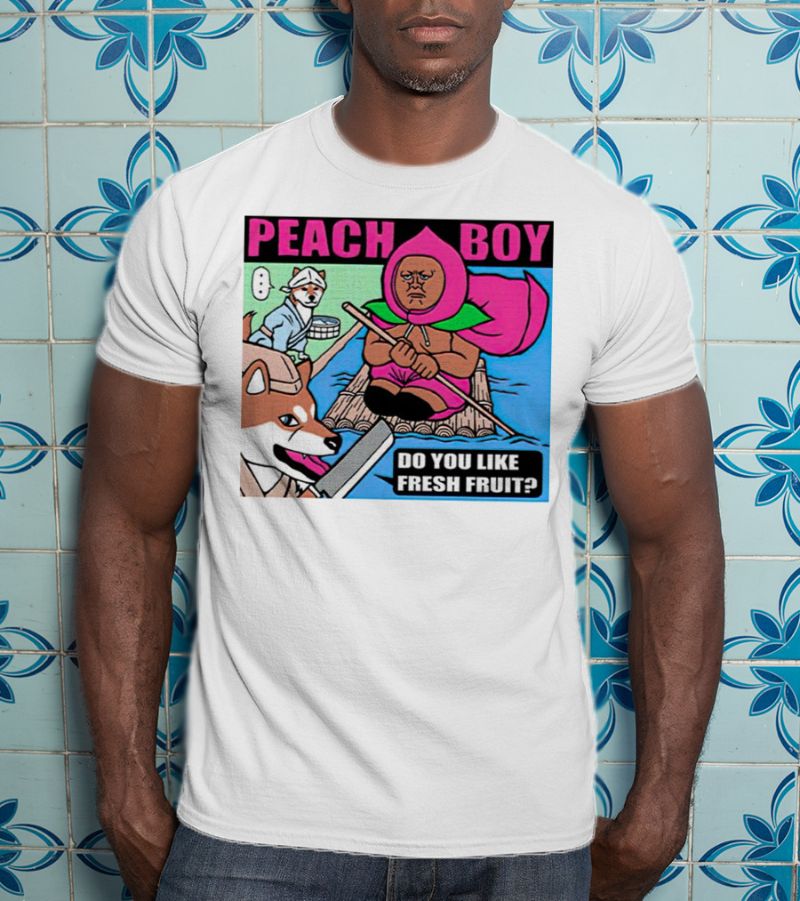 Peach Boy Do You Like Fresh Fruit Toru Owashi Manga-Style Adventure Rafting With Dog And Monkey T-Shirt