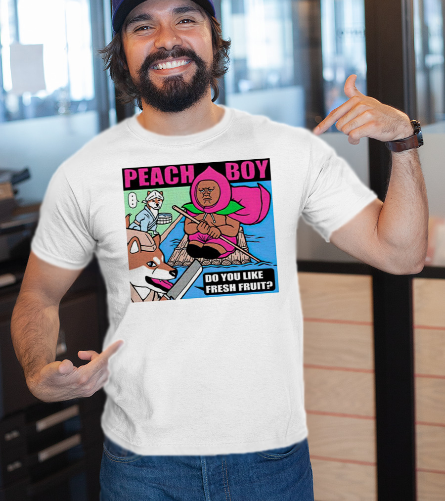 Peach Boy Do You Like Fresh Fruit Toru Owashi Manga-Style Adventure Rafting With Dog And Monkey T-Shirt