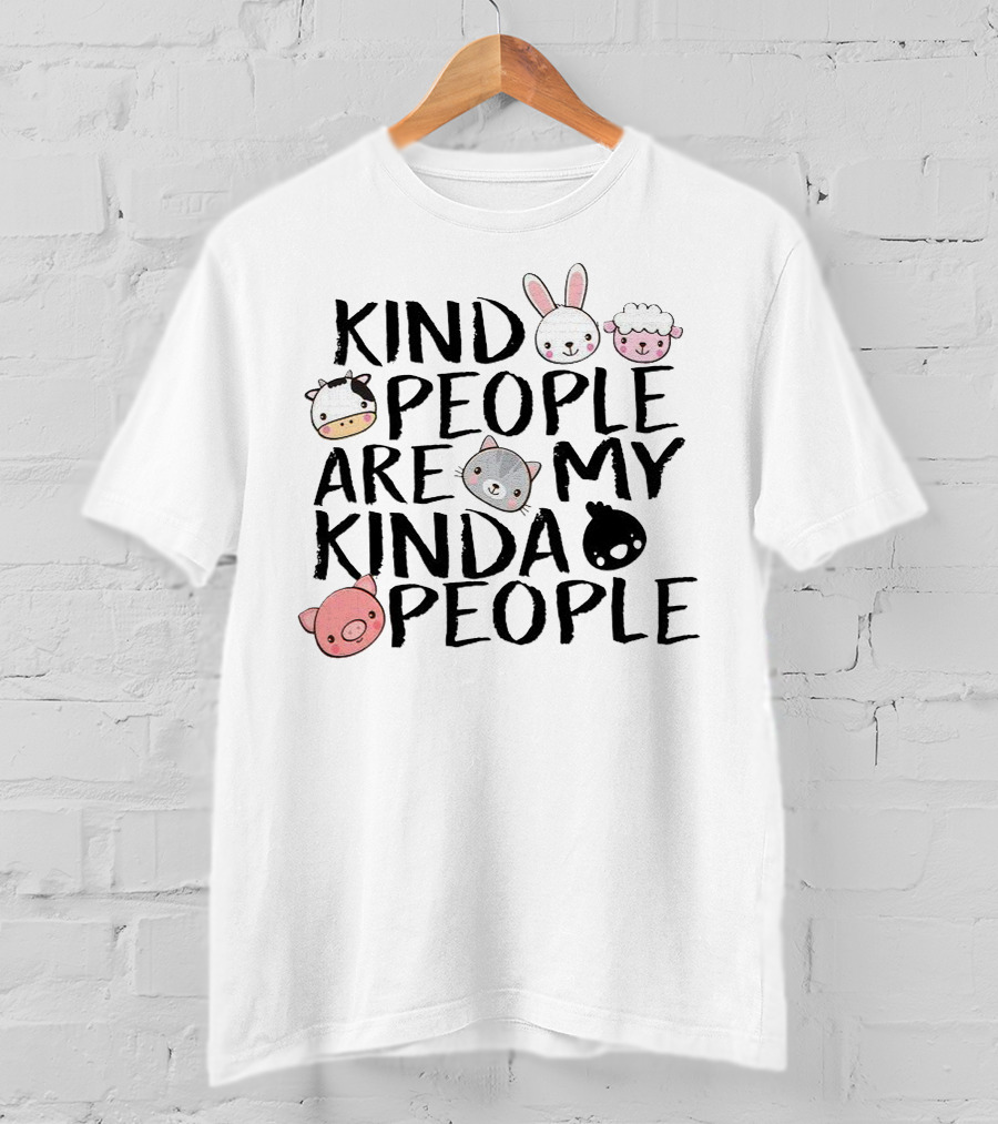 Kind People Are My Kinda People Cute Animal Faces T-Shirt