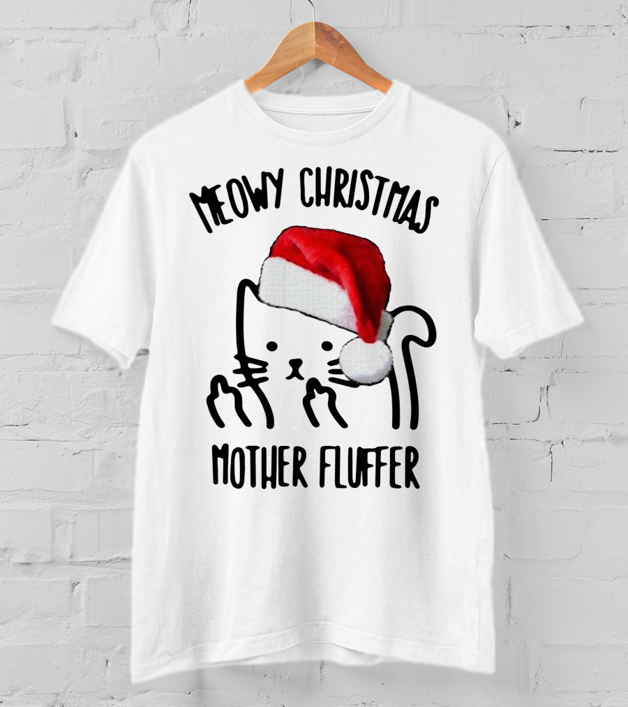 Meowy Christmas Santa Cat Mother Fluffer T-Shirt