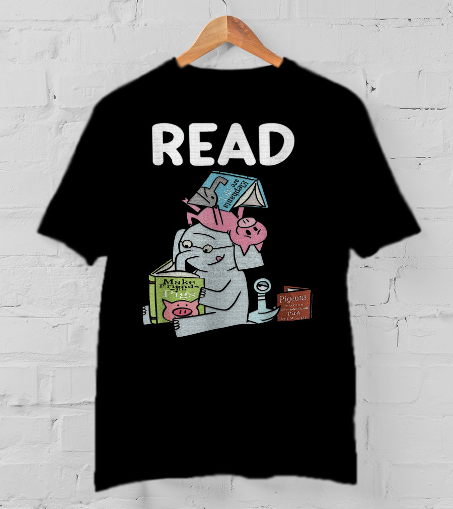 READ Make Friends Pigs Piggie Elephant Pigeons Trix Willems T-Shirt