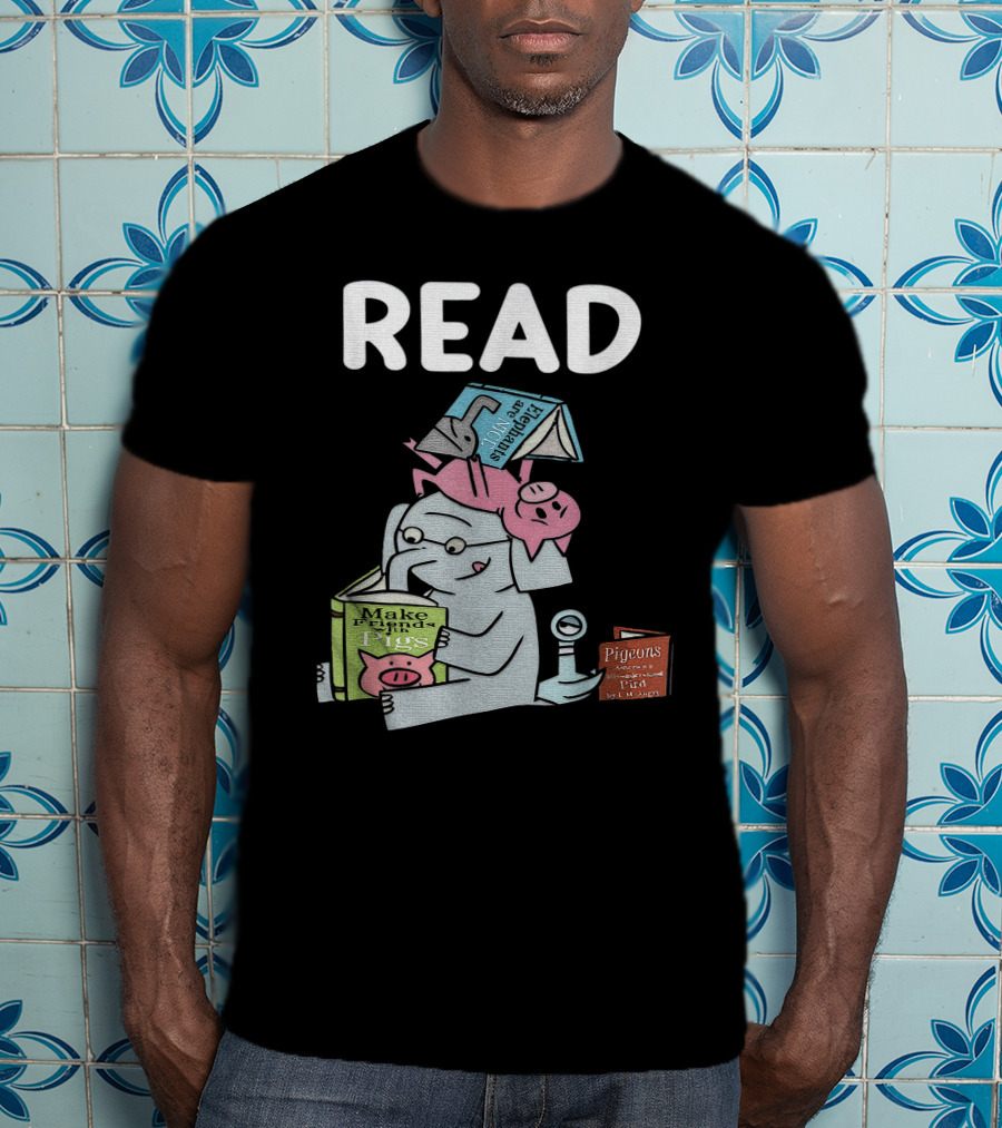 READ Make Friends Pigs Piggie Elephant Pigeons Trix Willems T-Shirt