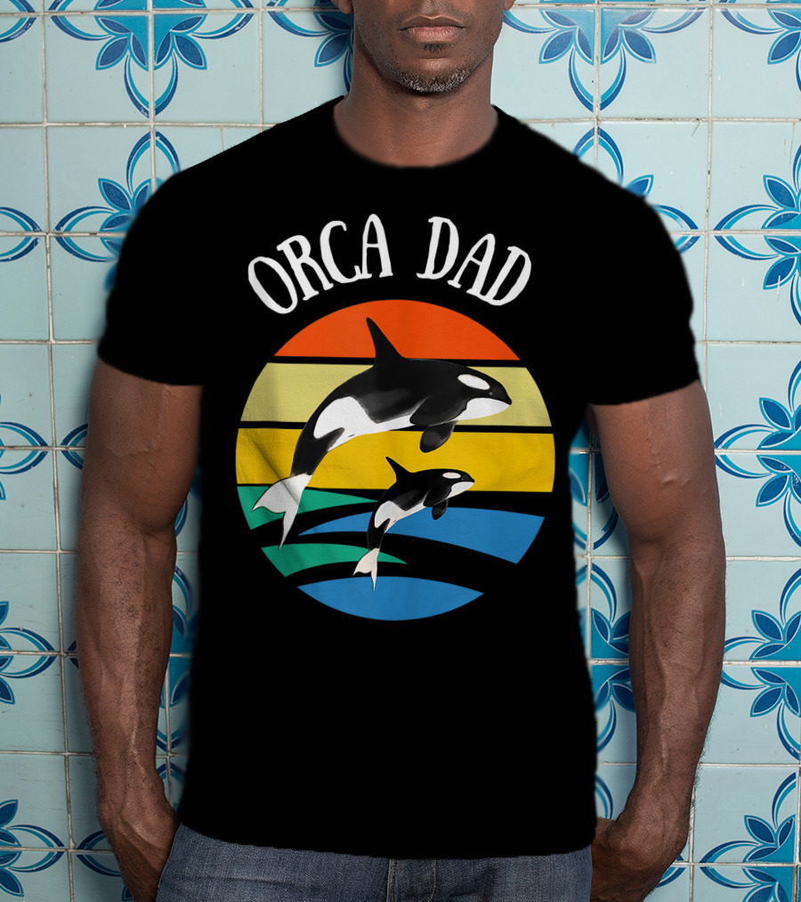 Orca Dad Vintage Sunset 80s T-Shirt