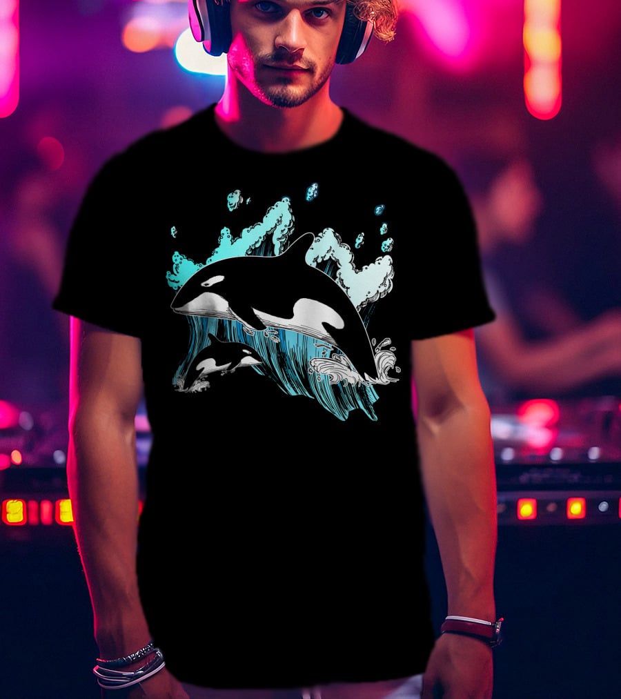 Killer Whale Ocean Lover Orca Splashing Waves Men's Gift Idea T-Shirt