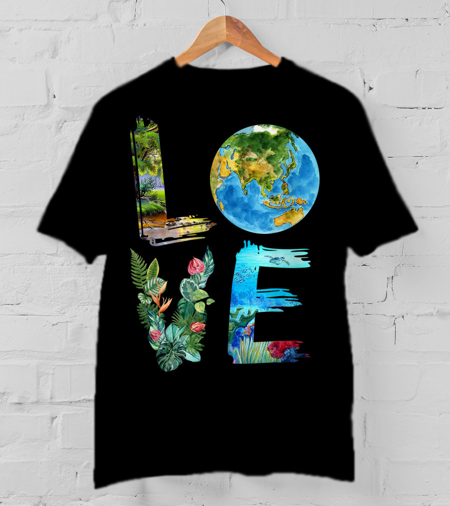 Love The Earth Kids Teacher Earth Day Everyday Environment Nature-Inspired Earth Elements T-Shirt