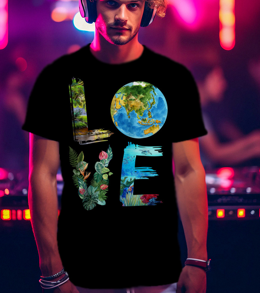 Love The Earth Kids Teacher Earth Day Everyday Environment Nature-Inspired Earth Elements T-Shirt