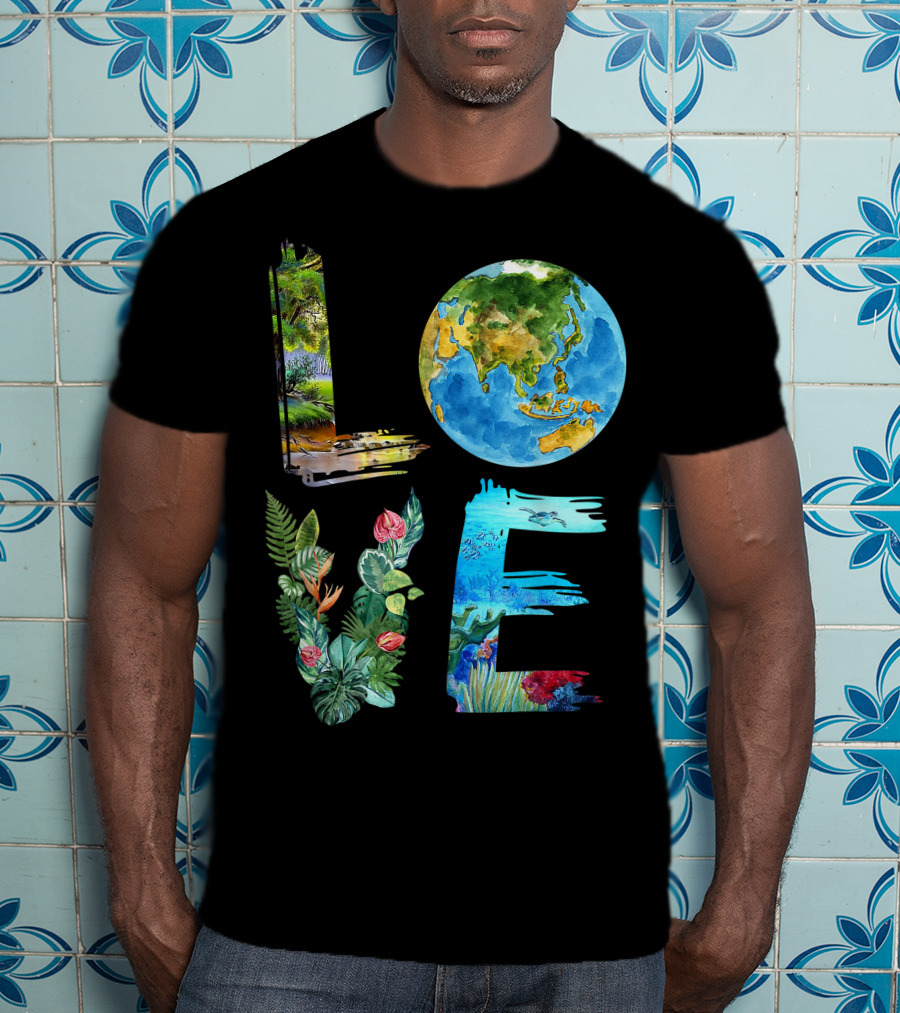 Love The Earth Kids Teacher Earth Day Everyday Environment Nature-Inspired Earth Elements T-Shirt