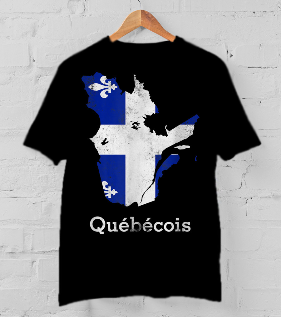 Québecois Province Map Fleur-de-Lis Montreal Quebec Flag T-Shirt