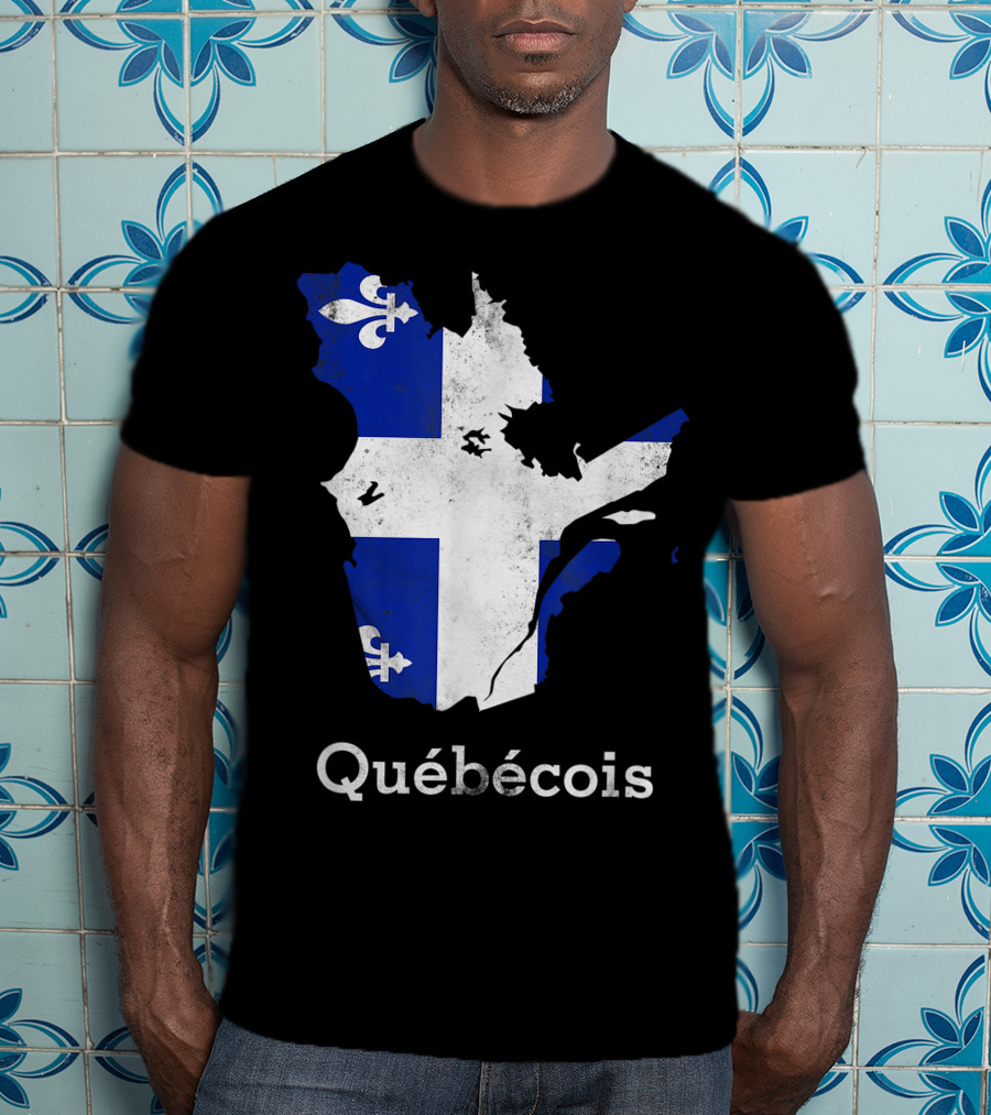 Québecois Province Map Fleur-de-Lis Montreal Quebec Flag T-Shirt