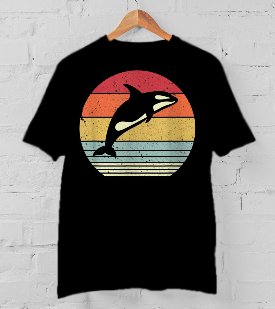 Orca Retro Sunset Style Ocean Stripes T-Shirt