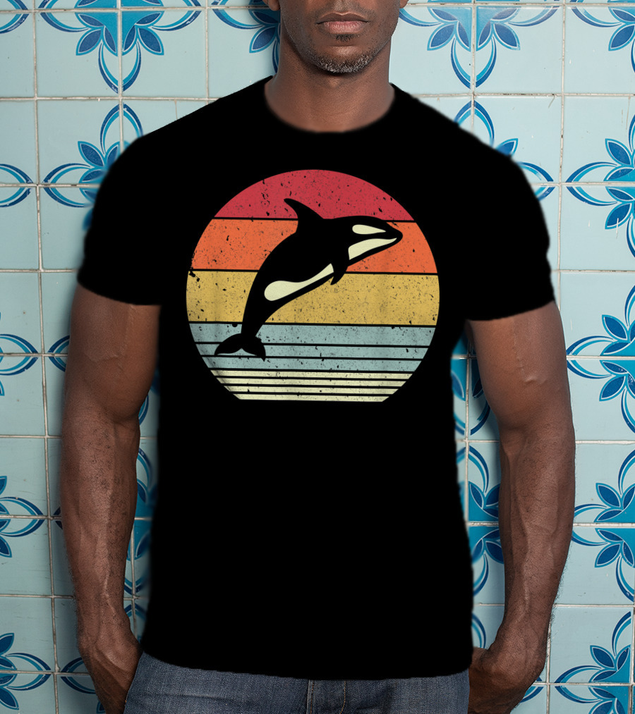 Orca Retro Sunset Style Ocean Stripes T-Shirt
