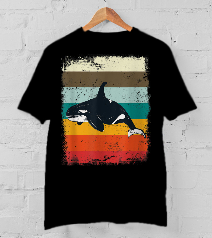 Retro Orca Vintage Stripes T-Shirt