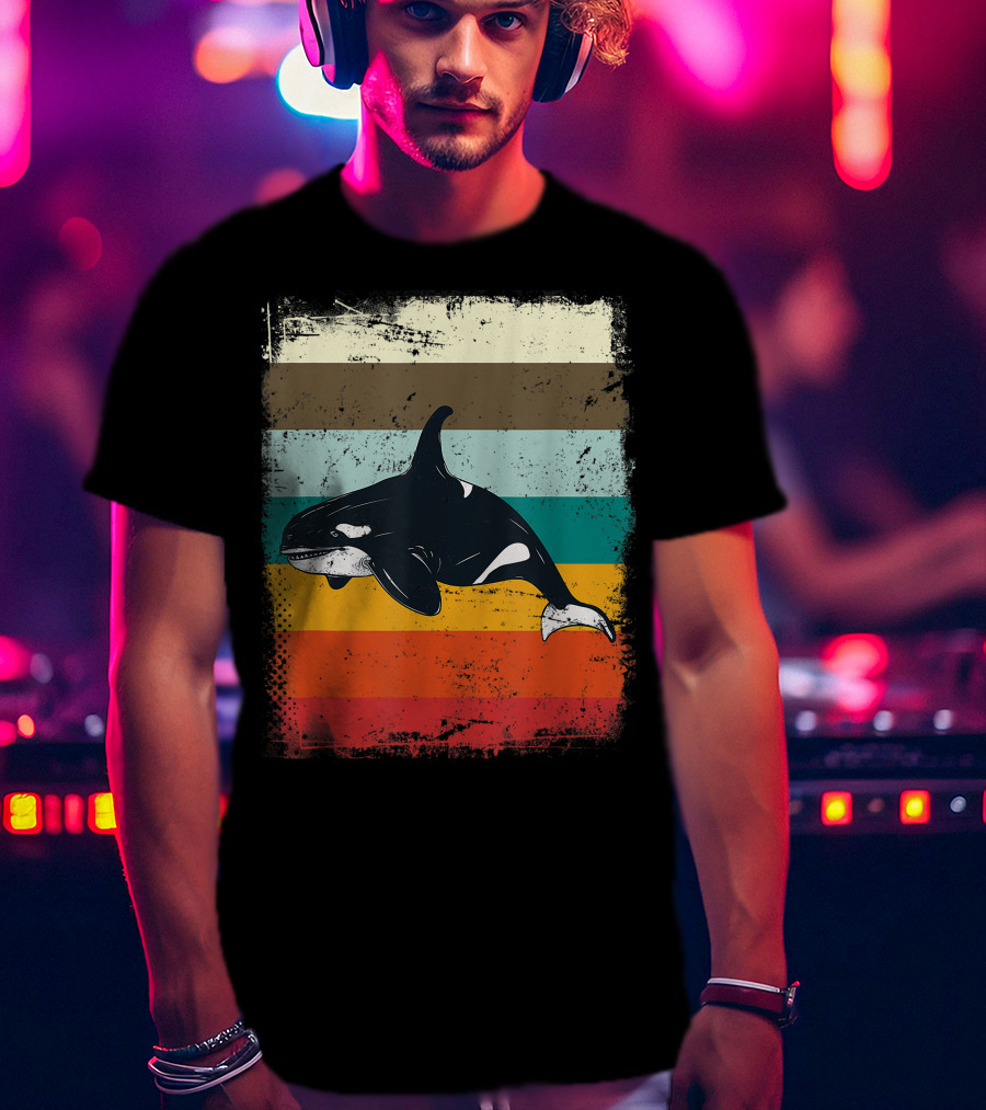 Retro Orca Vintage Stripes T-Shirt