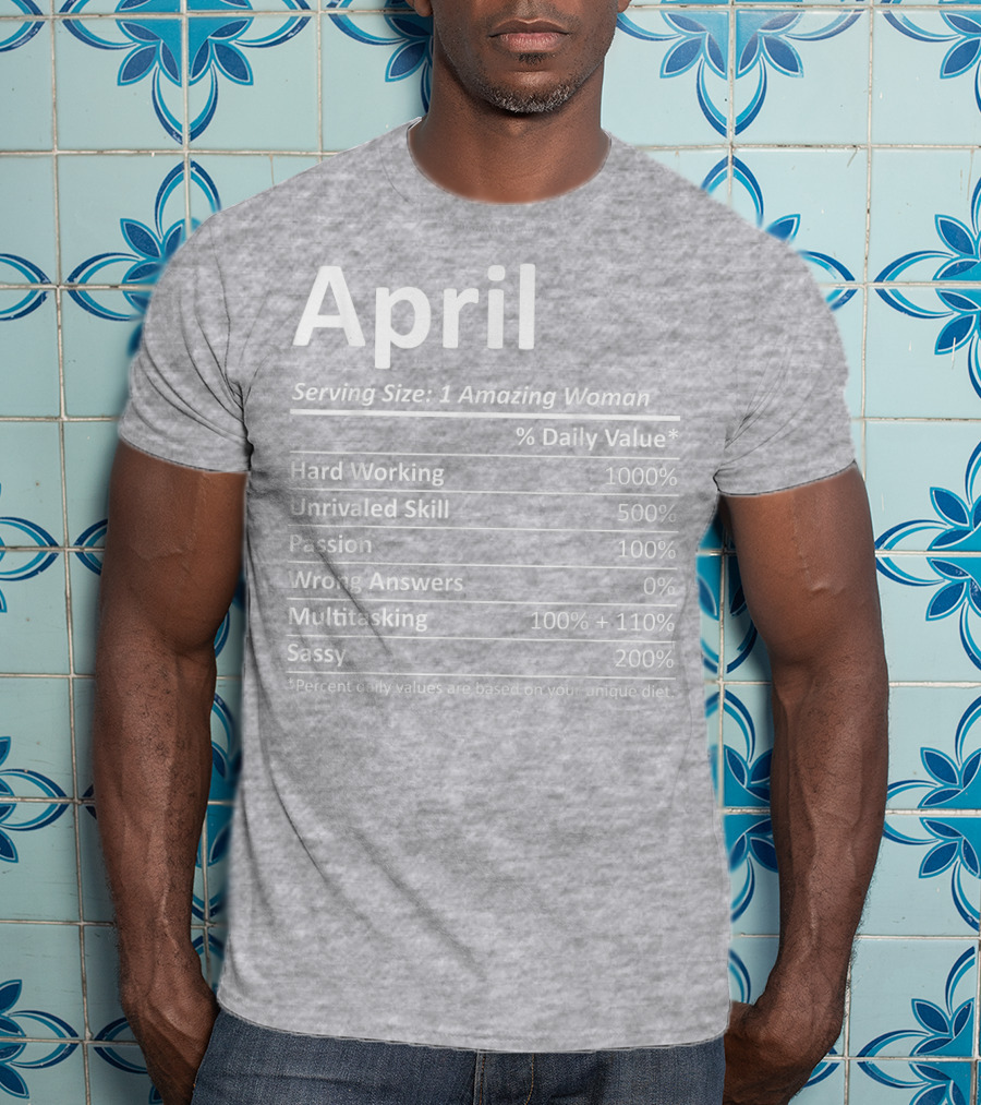 April Nutrition Facts Personalized Name Funny Christmas Gift Idea T-Shirt