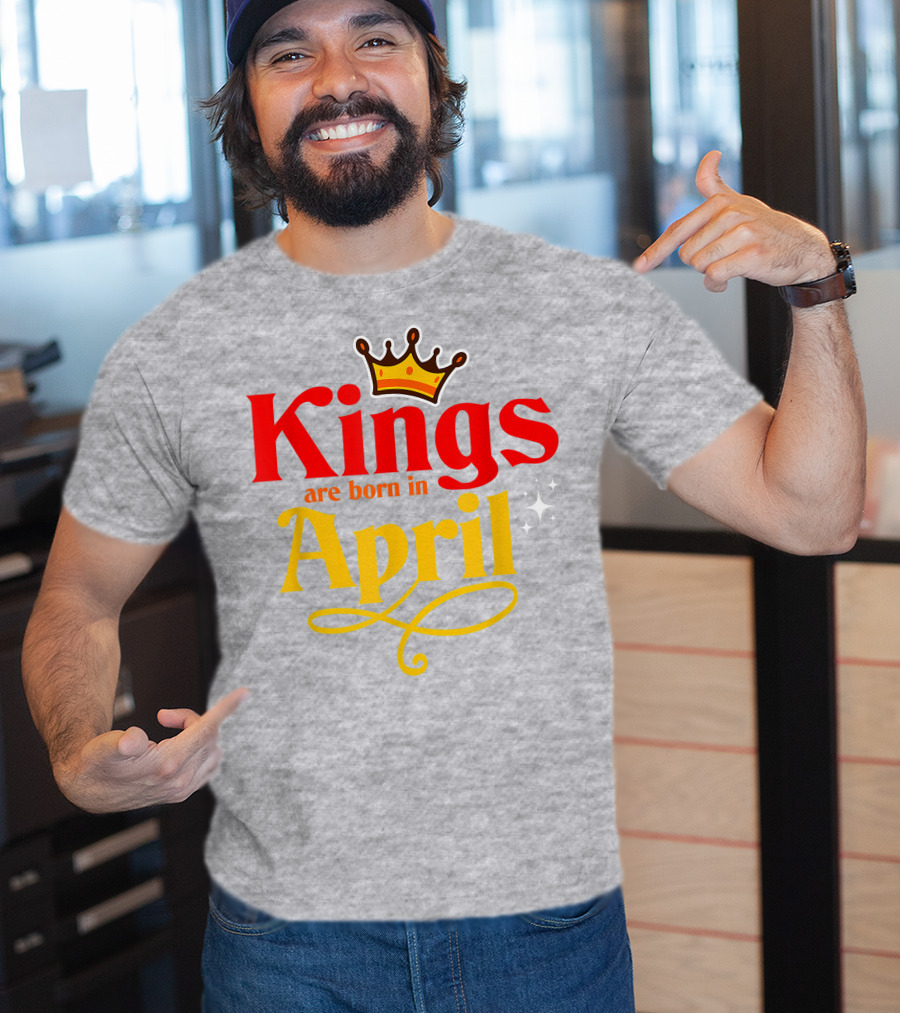 Kings Are Born In April Crown Sparkle T-Shirt