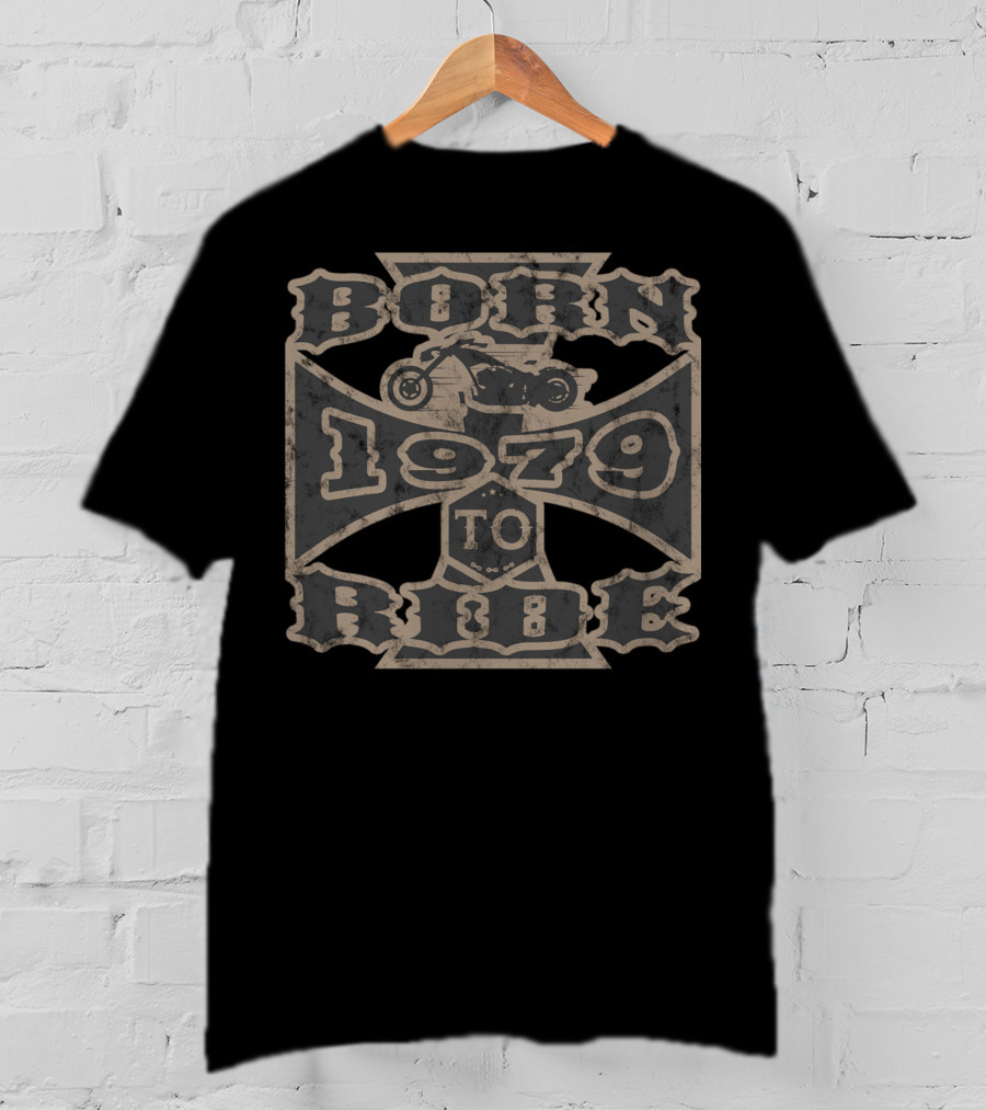 Born To Ride Motorcycle Biker 1979 Vintage Iron Cross T-Shirt