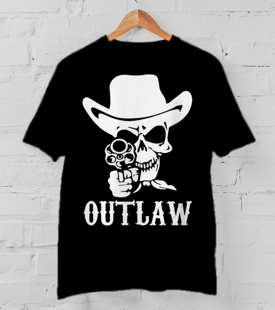 19 Outlaw Cowboy Motorbike 0997 Vintage Wild West Adventure Rider T-Shirt