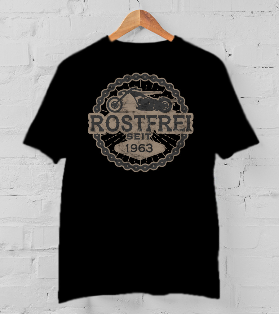 Rostfrei Seit 1963 Born To Ride Biker Oldtimer Motorrad 0058 T-Shirt