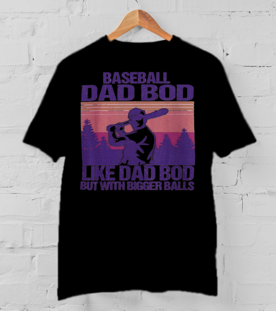 Baseball Dad Bod Like Dad Bod But With Bigger Balls Vintage Sunset Batter T-Shirt