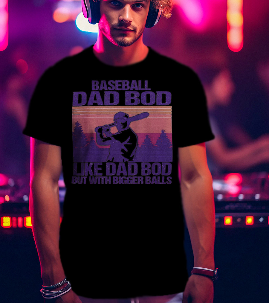 Baseball Dad Bod Like Dad Bod But With Bigger Balls Vintage Sunset Batter T-Shirt