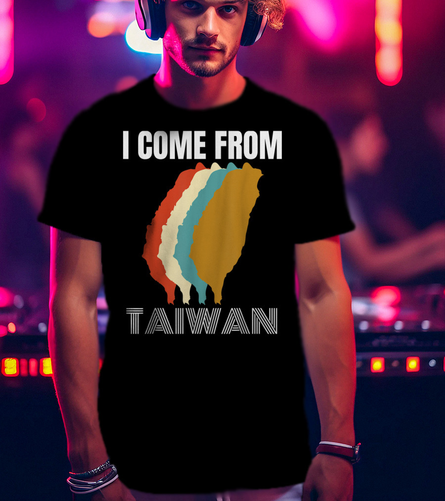 I Come From Taiwan Colorful Silhouette Map T-Shirt