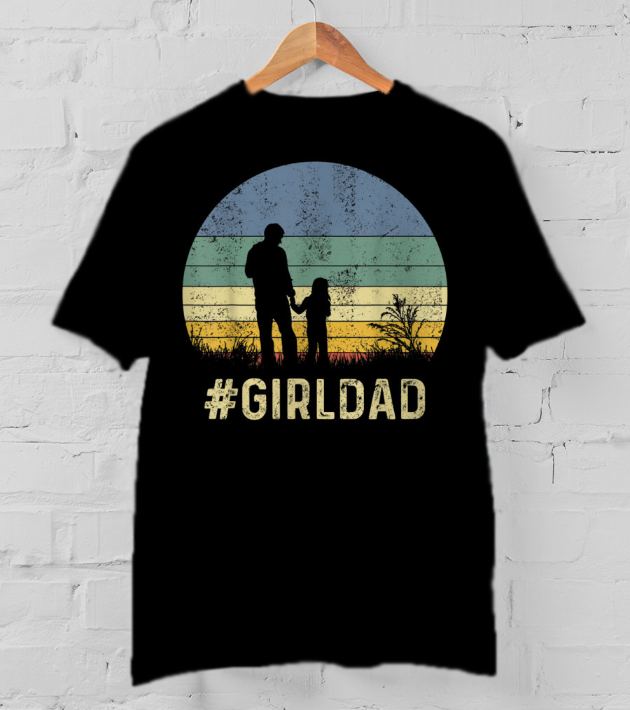 Father And Daughter Vintage Sunset #GirlDad T-Shirt