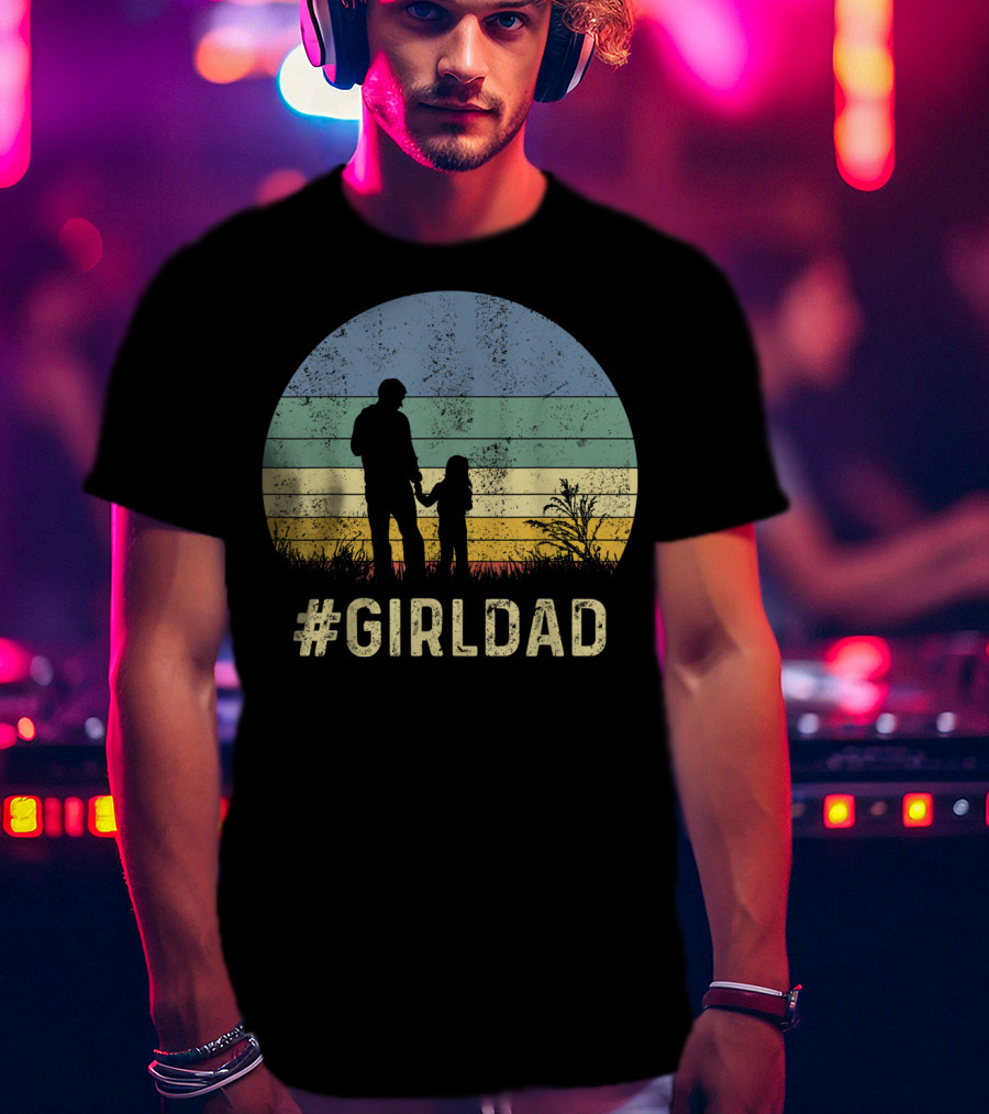 Father And Daughter Vintage Sunset #GirlDad T-Shirt