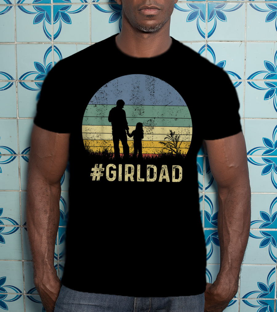 Father And Daughter Vintage Sunset #GirlDad T-Shirt