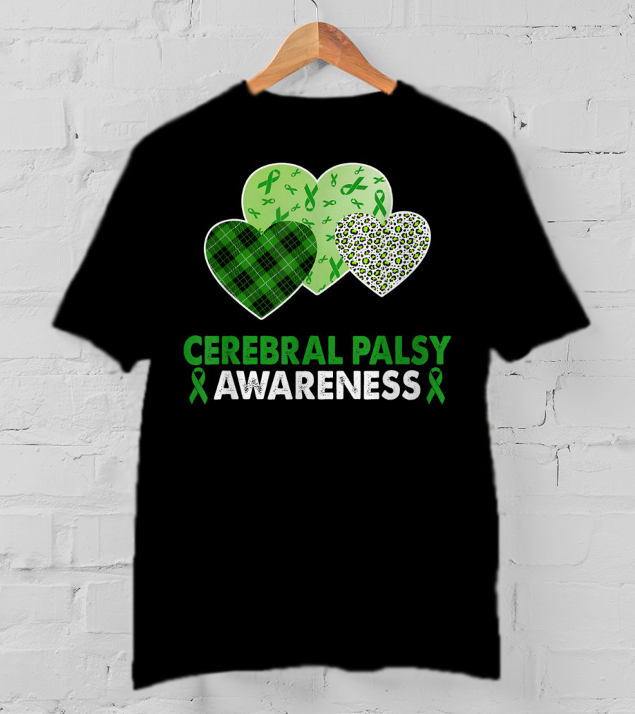 Cerebral Palsy Awareness Heart Leopard Plaid T-Shirt
