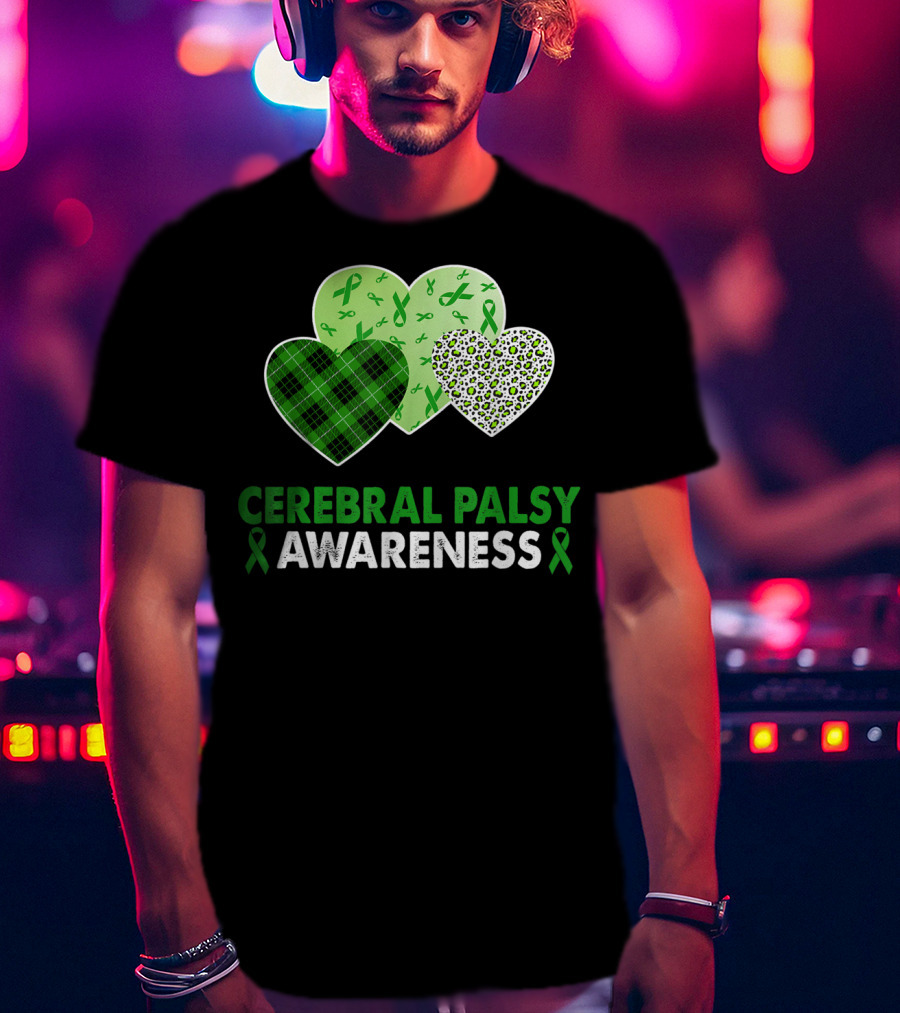 Cerebral Palsy Awareness Heart Leopard Plaid T-Shirt