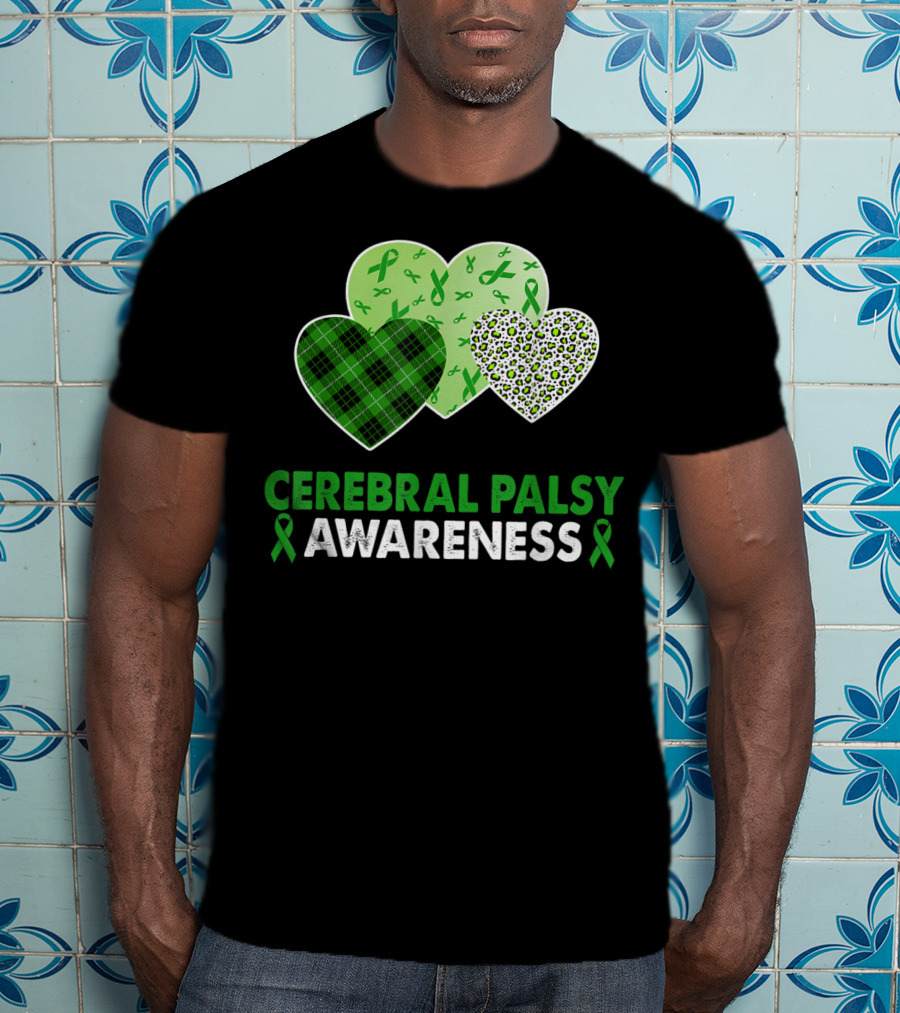 Cerebral Palsy Awareness Heart Leopard Plaid T-Shirt