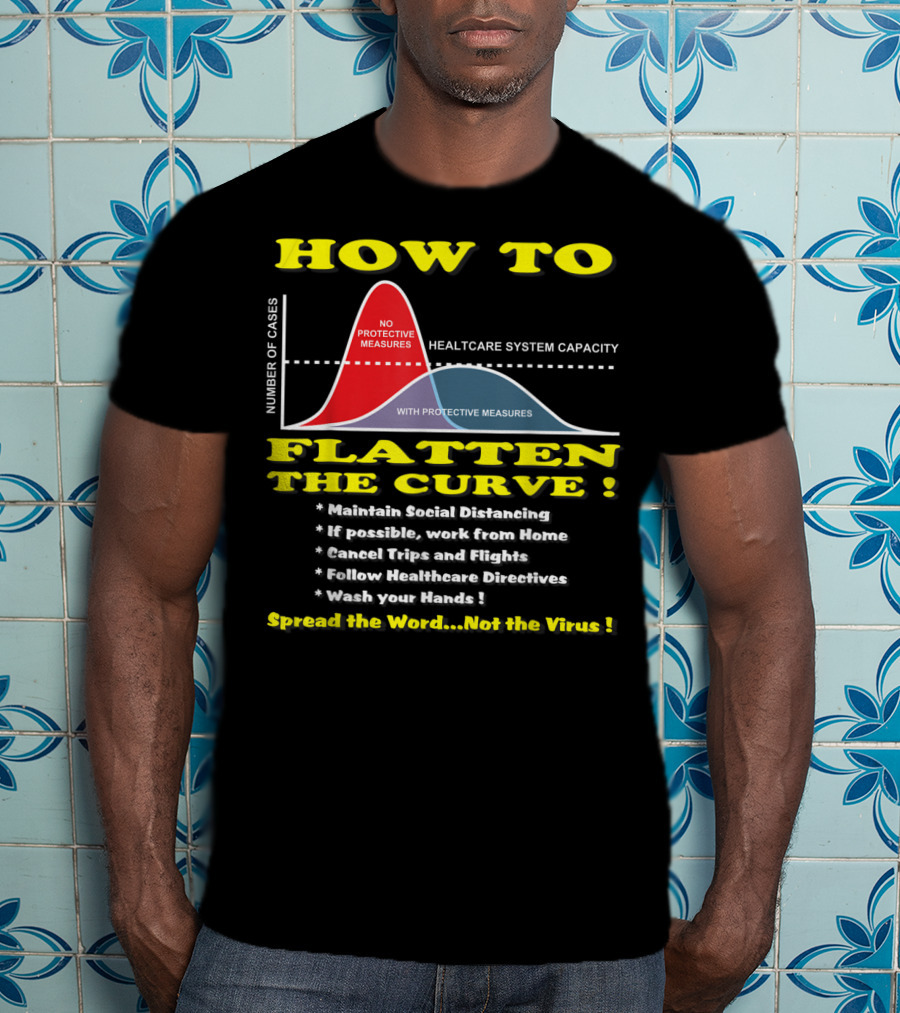 How To Flatten The Curve Maintain Social Distancing Spread The Word Not The Virus Healthcare System Capacity T-Shirt