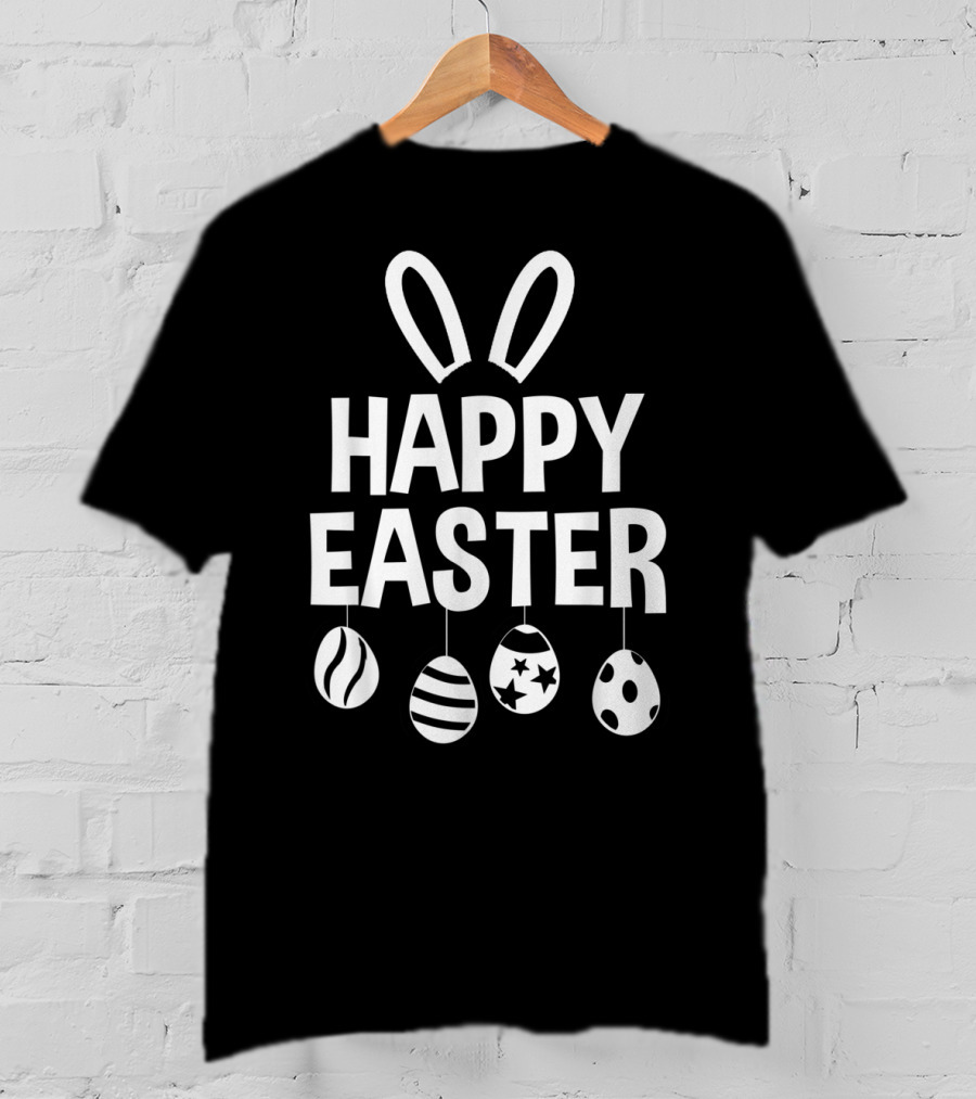 Happy Easter Bunny Ears With Hanging Eggs T-Shirt