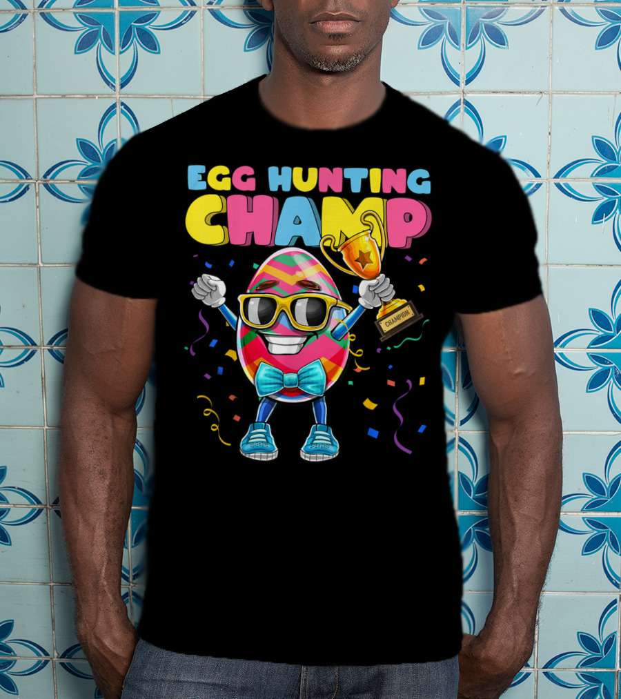 Egg Hunting Champ Easter Egg Champion Trophy Confetti T-Shirt