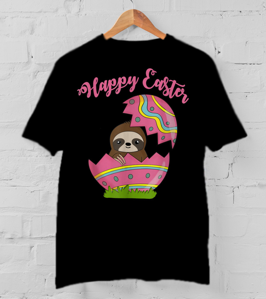 Happy Easter Sloth In Colorful Easter Egg T-Shirt