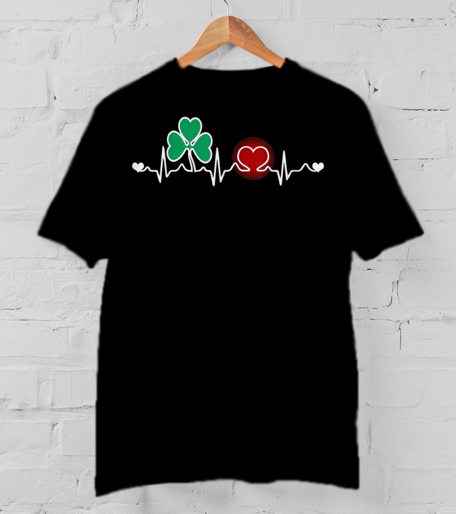 Love Irish Heartbeat Shamrock St Patricks Day T-Shirt