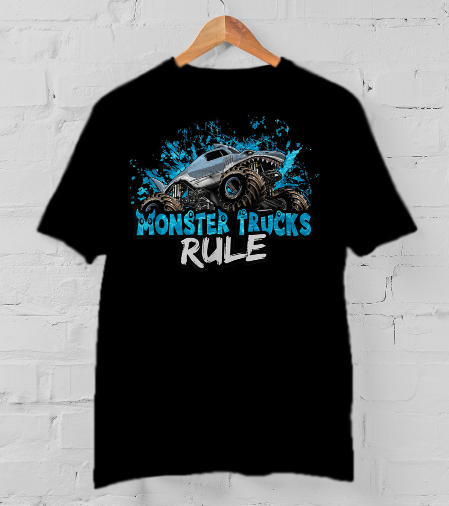 Monster Trucks Rule Shark Monster Truck T-Shirt