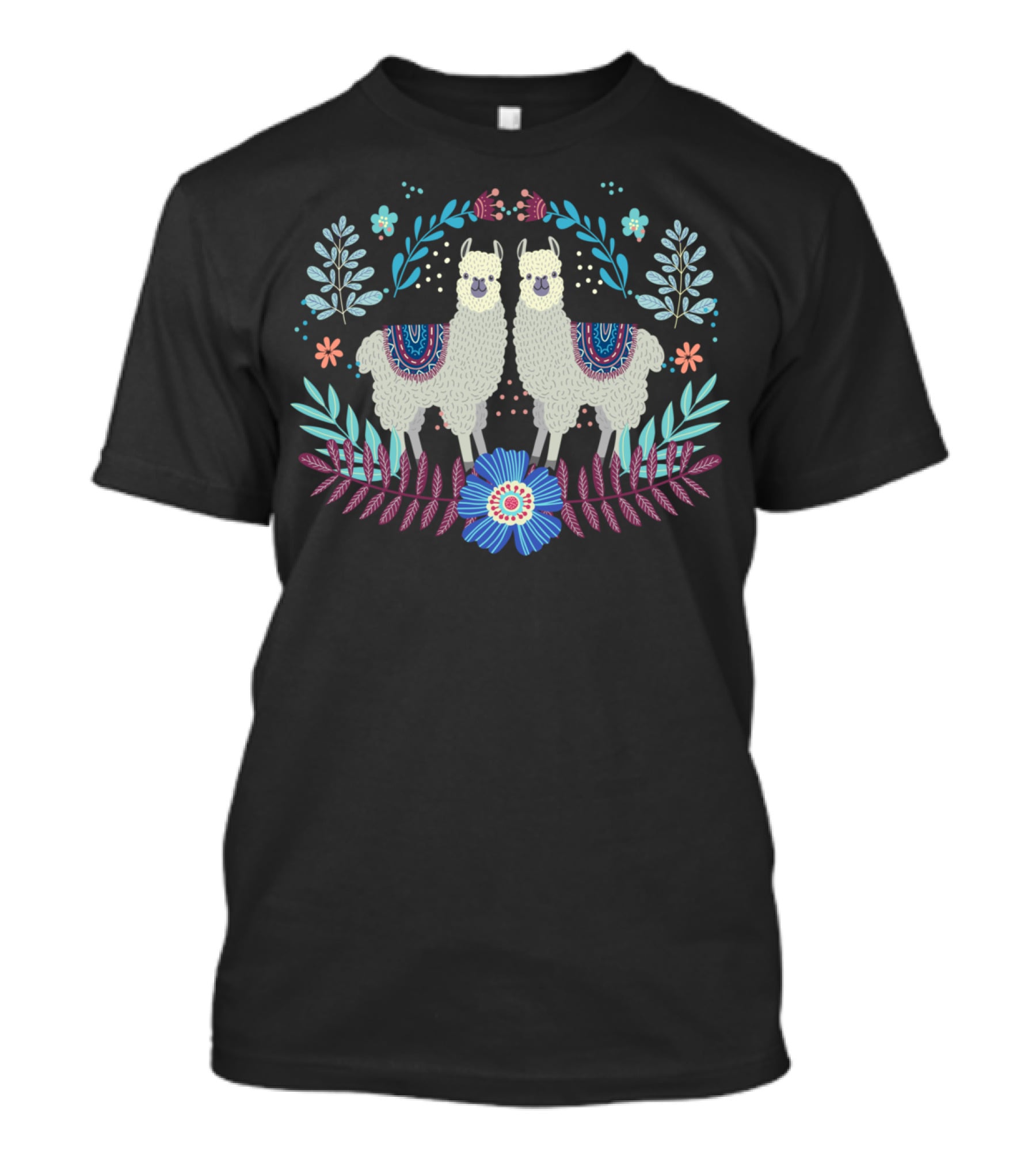 Super Cute Llama Love Floral T-Shirt