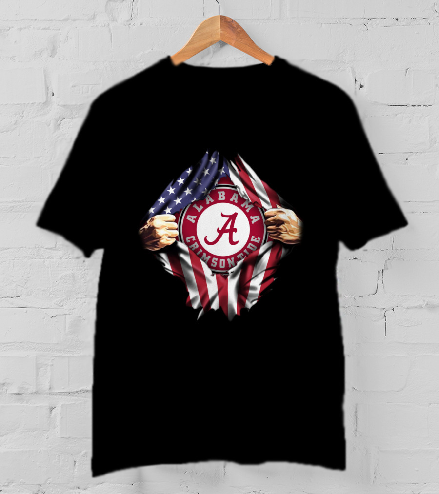 Alabama Crimson Tide American Flag Rip T-Shirt